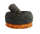 Molcajete redondo con base de madera Tres Piedras